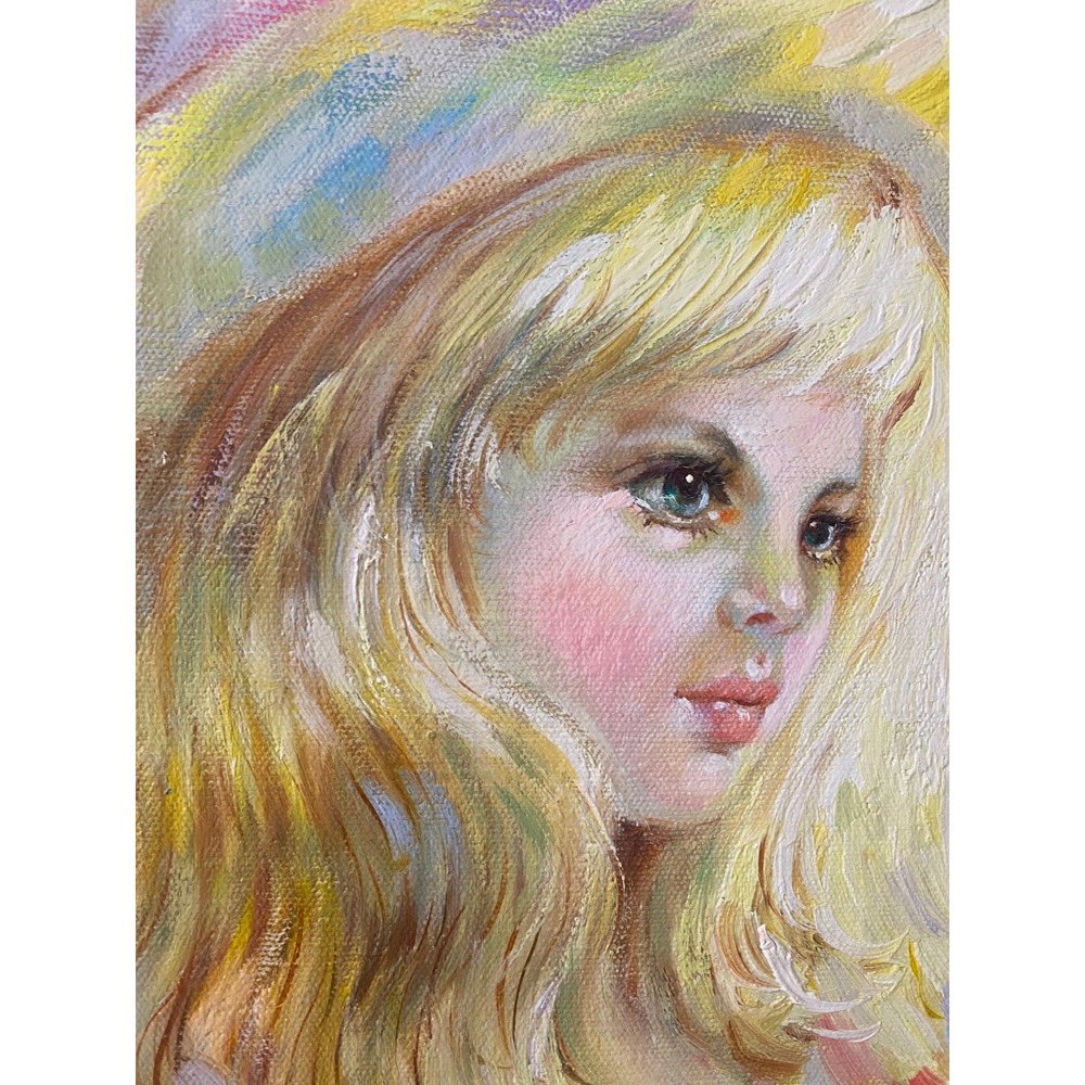 Roy Austin Fine Art Original Handmade Painting Girl with Flowers